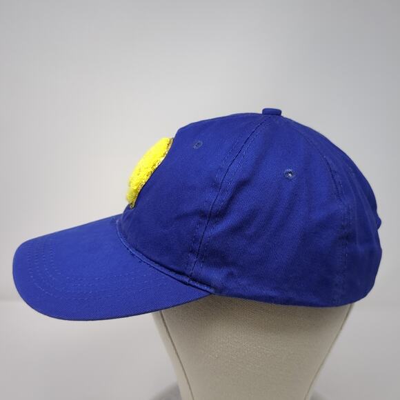 Smiley Logo Strapback Baseball Cap Blue One Size Adjustable Vented Holes 6 Panel - Picture 3 of 10